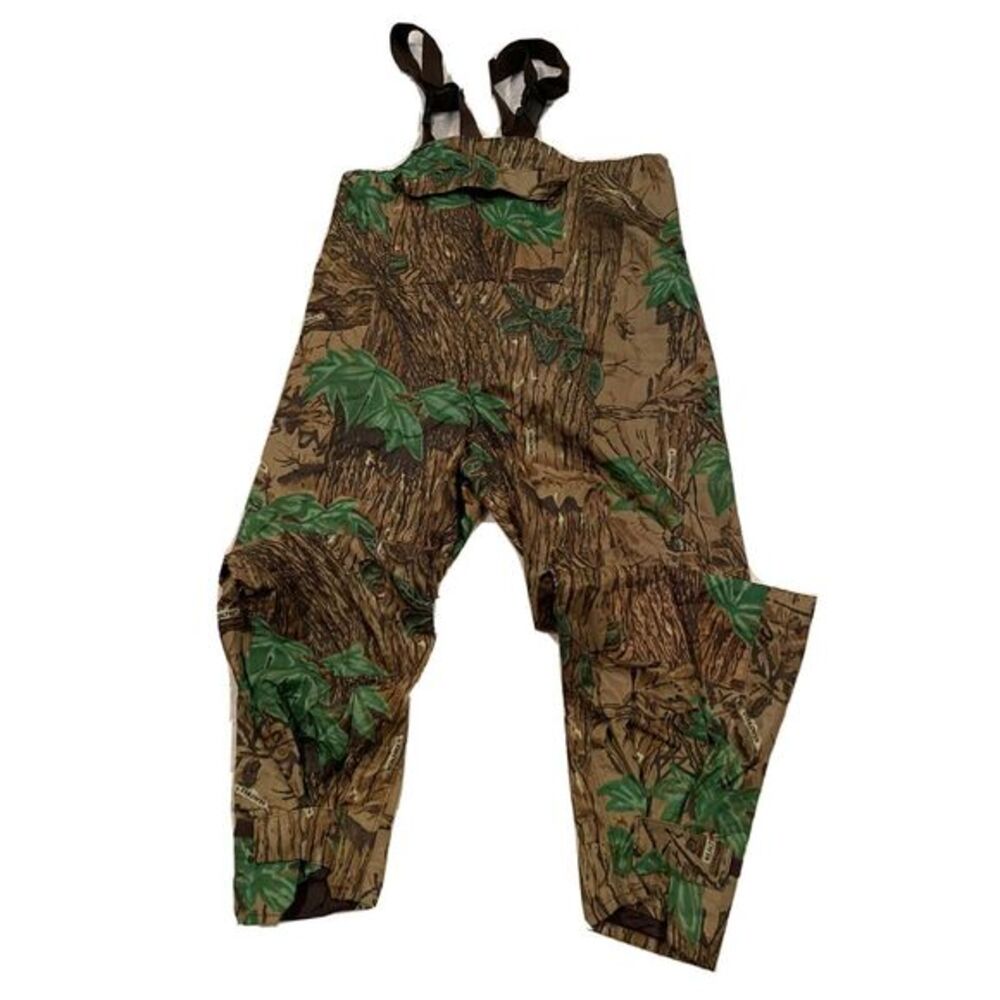 vintage real tree weather-rite‎ bibs  Nylon camo Camouflage Hunting Outdoors EUC